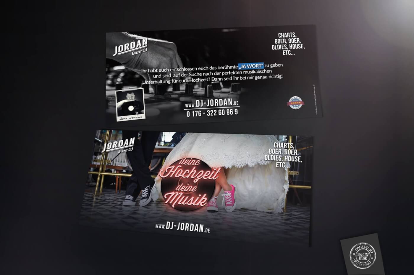 Flyer Querformat zweiseitig DJ Jordan Schweinfurt Kreativwerk