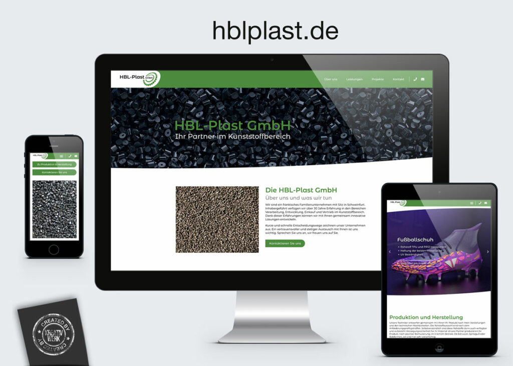 Kreativwerk Webdesign für HBL-Plast (hblplast.de)