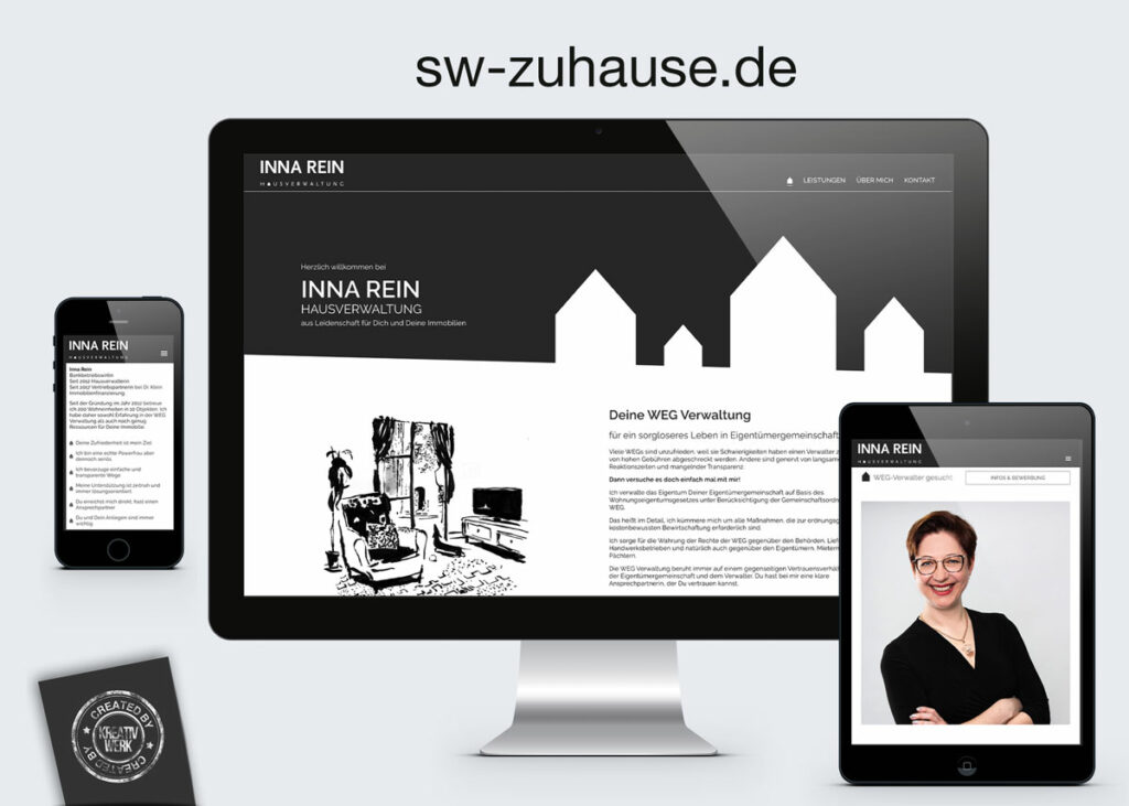 Kreativwerk Webdesign für Inna Rein Hausverwaltung