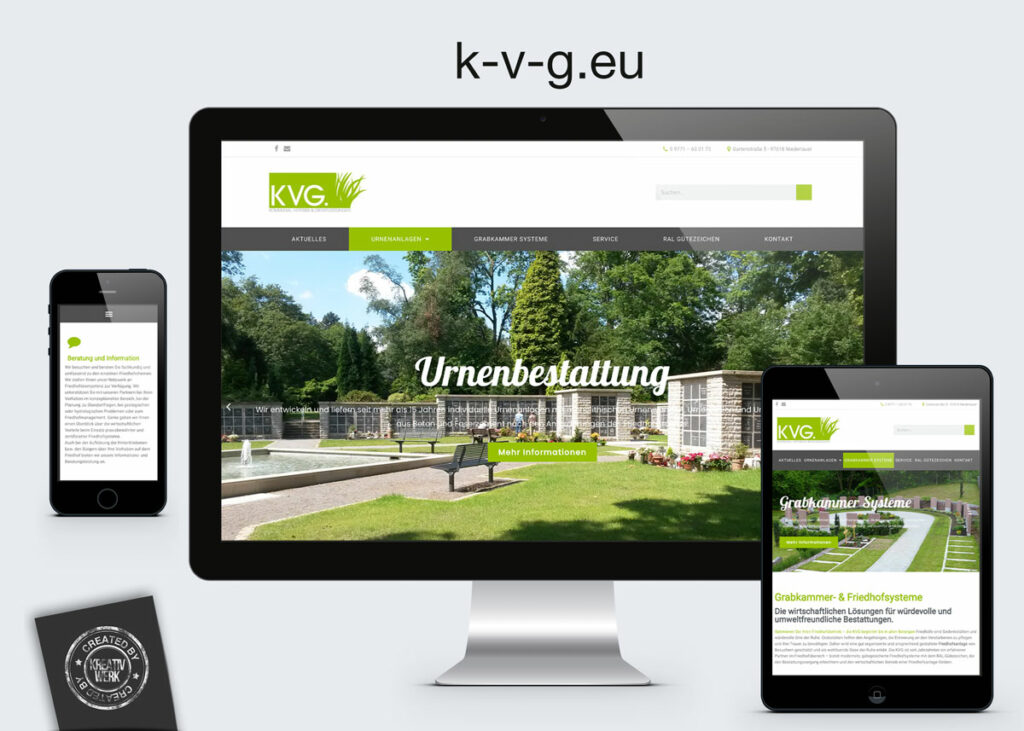 Kreativwerk Webdesign für KVG Urnenbestattung