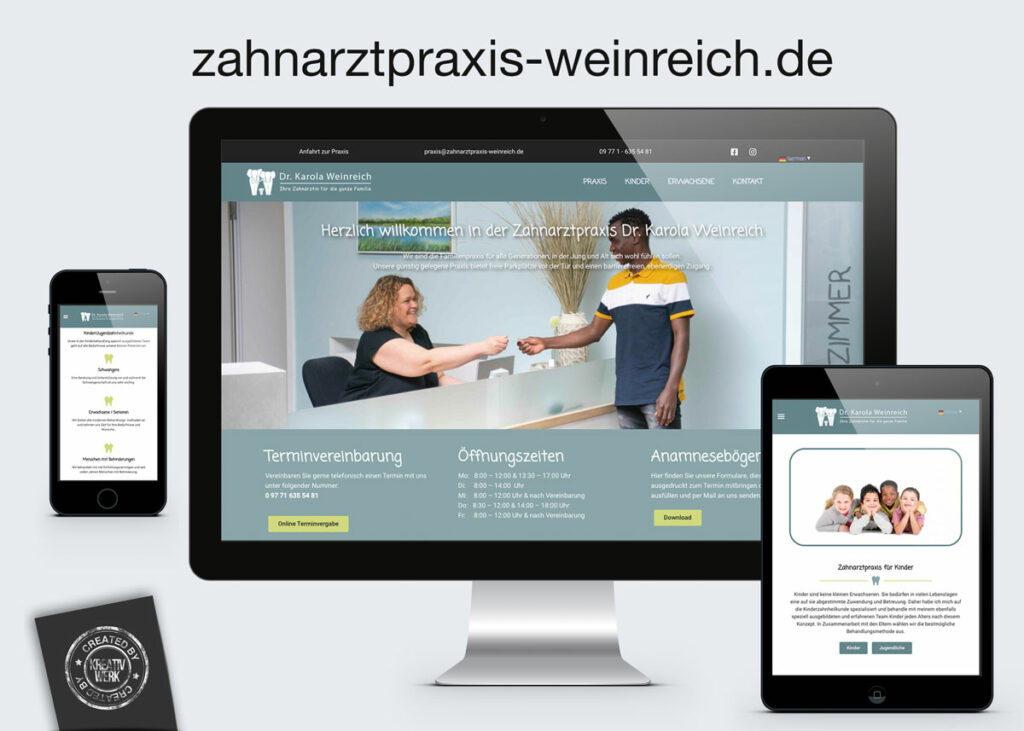 Kreativwerk Webdesign für Zahnarztpraxis Weinreich