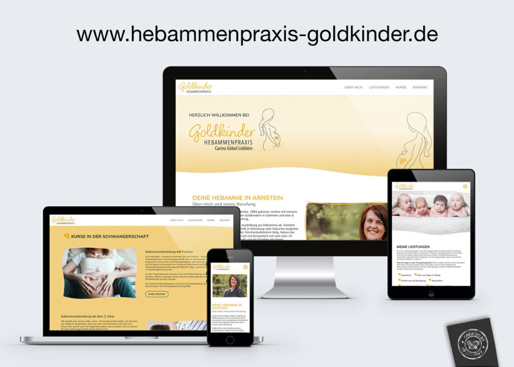 Kreativwerk Webdesign für Goldkinder Hebammenpraxis, Carina Göbel-Lieblein