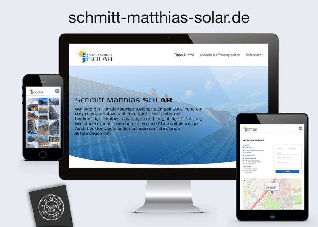 Kreativwerk Webdesign für Schmitt Matthias Solar