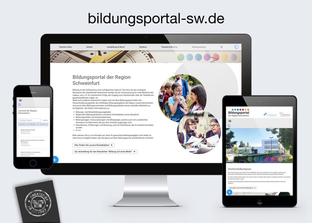 Kreativwerk Webdesign für das Bildungsportal Schweinfurt