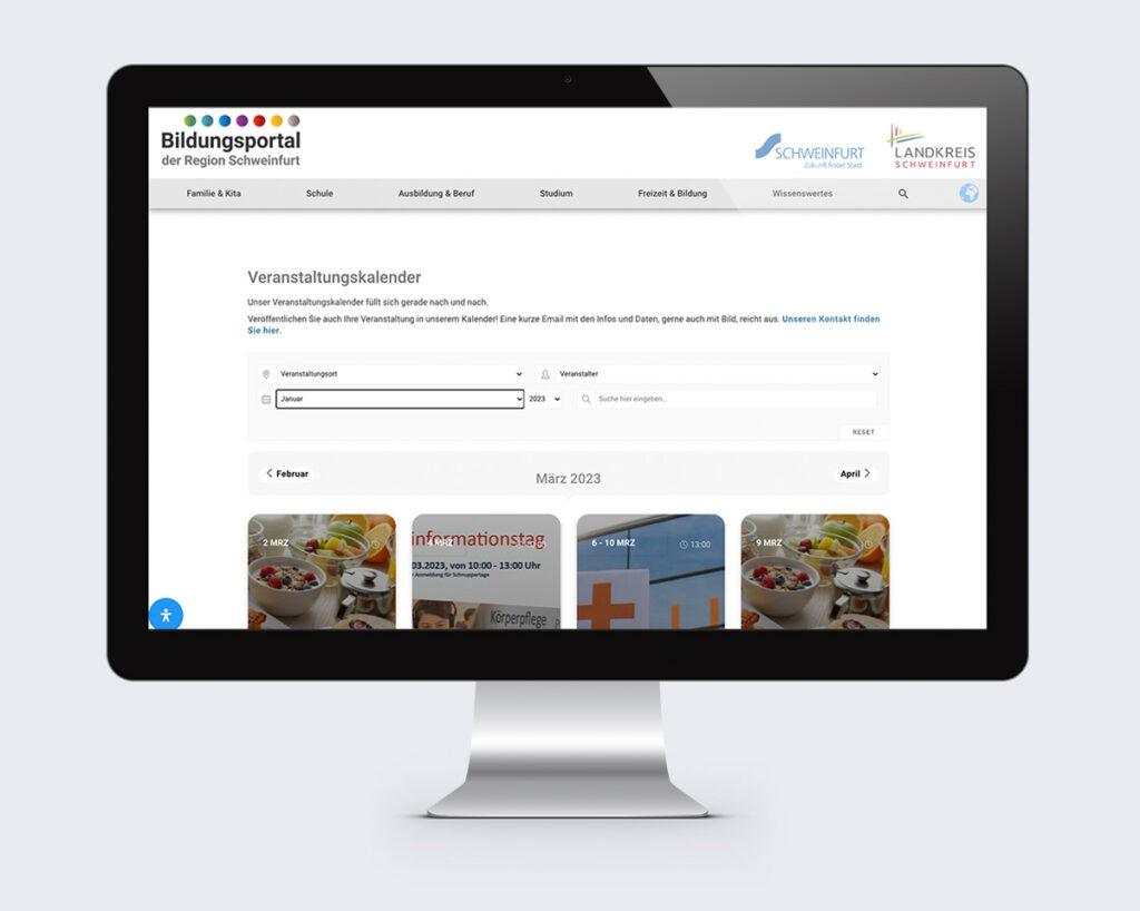 Kreativwerk Webdesign für das Bildungsportal Schweinfurt