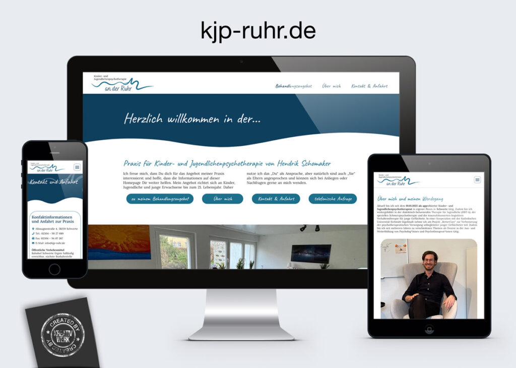 Kreativwerk Webdesign für KJP an der Ruhr, Hendrik Schomaker