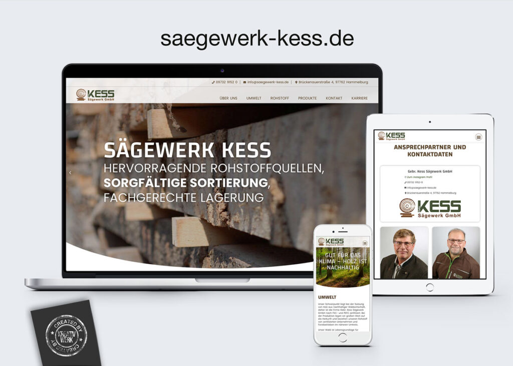 Kreativwerk Webdesign für Sägewerk Kess