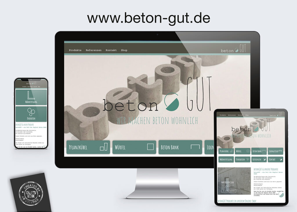 Referenzbild Webdesign mit Responsiv Modus für Kunde Beton-gut.de